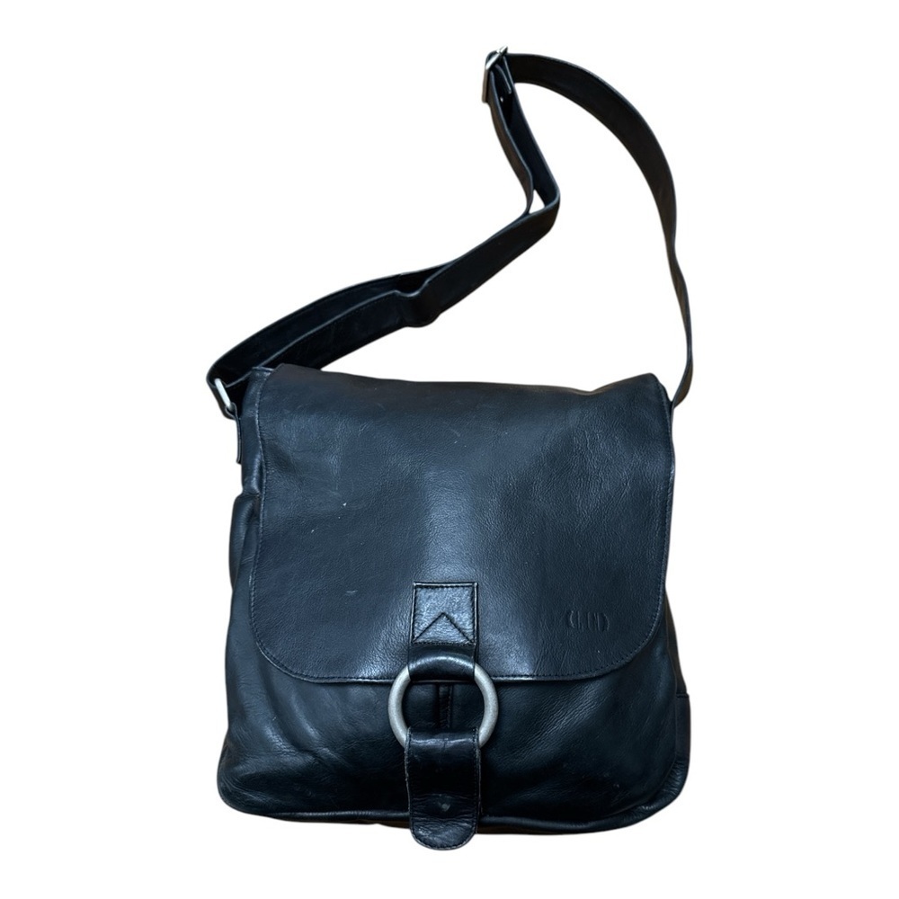 Source Unknown Black Messenger Bag with Silver Hardware